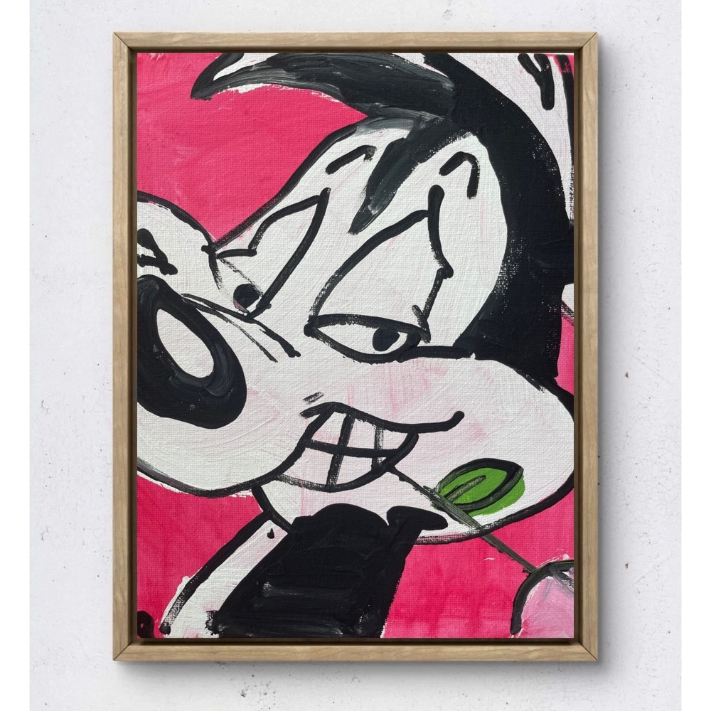 OMAN Original Pepe Le Pew Skunk Cartoon Painting 8x10 Canvas Pop Art